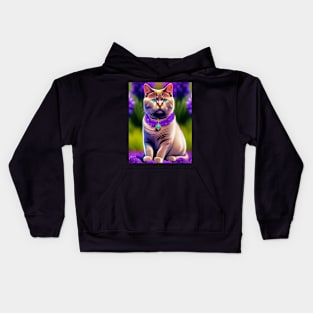 British Shorthair Lavender Theme Kids Hoodie